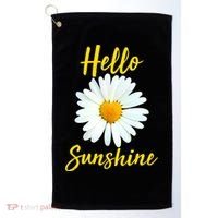 Cute Hello Sunshine Heart Daisy Flower Golf Towel thumb 0