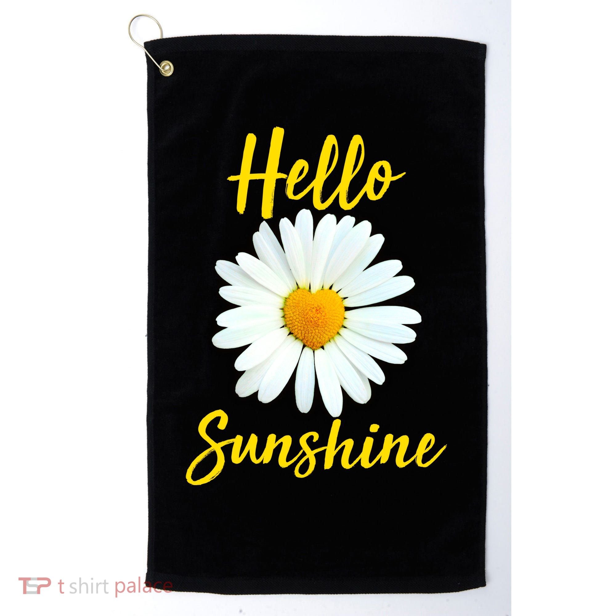 Cute Hello Sunshine Heart Daisy Flower Golf Towel