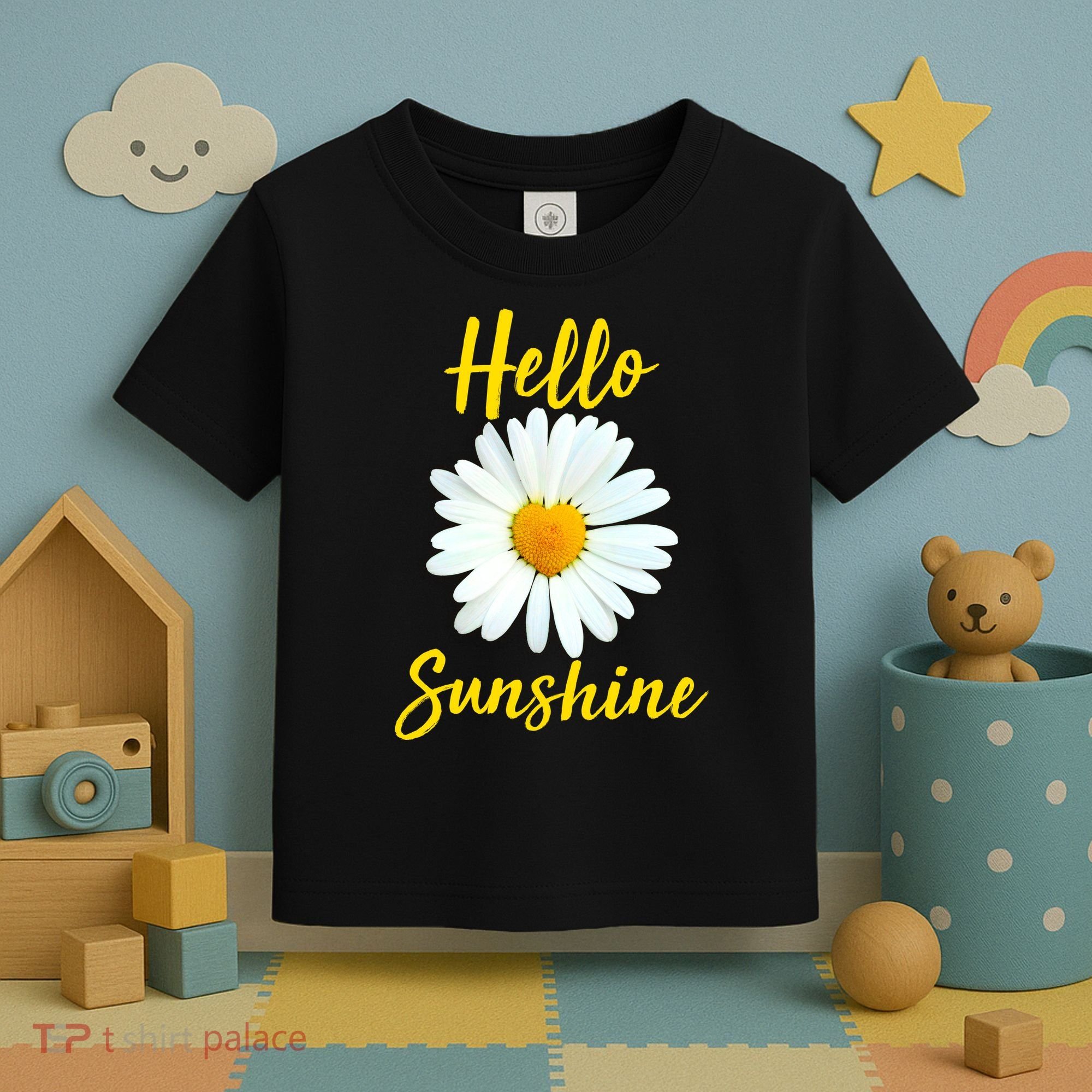 Cute Hello Sunshine Heart Daisy Flower Toddler T-Shirt
