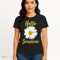 Cute Hello Sunshine Heart Daisy Flower Women's T-Shirt thumb 4