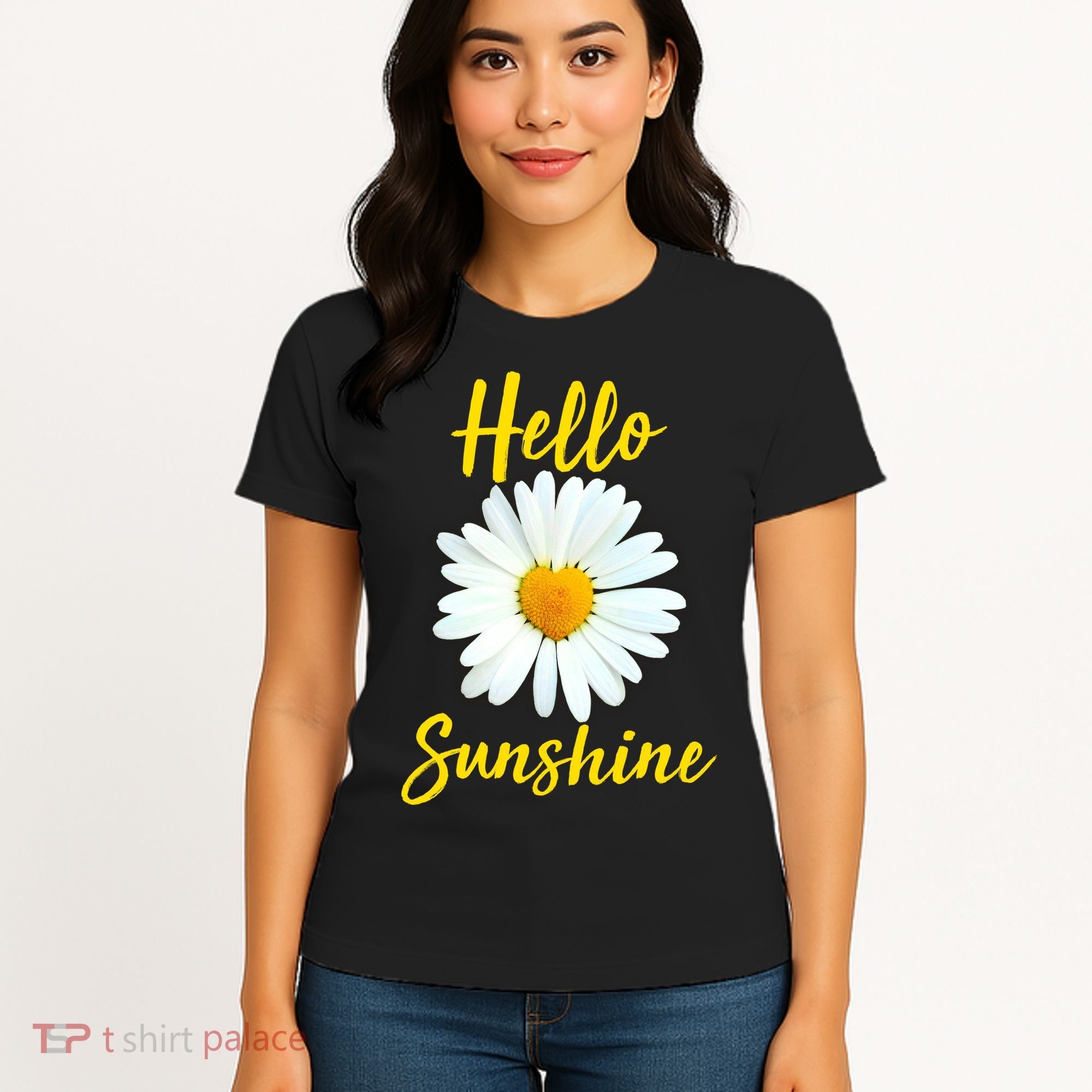 Cute Hello Sunshine Heart Daisy Flower Women's T-Shirt