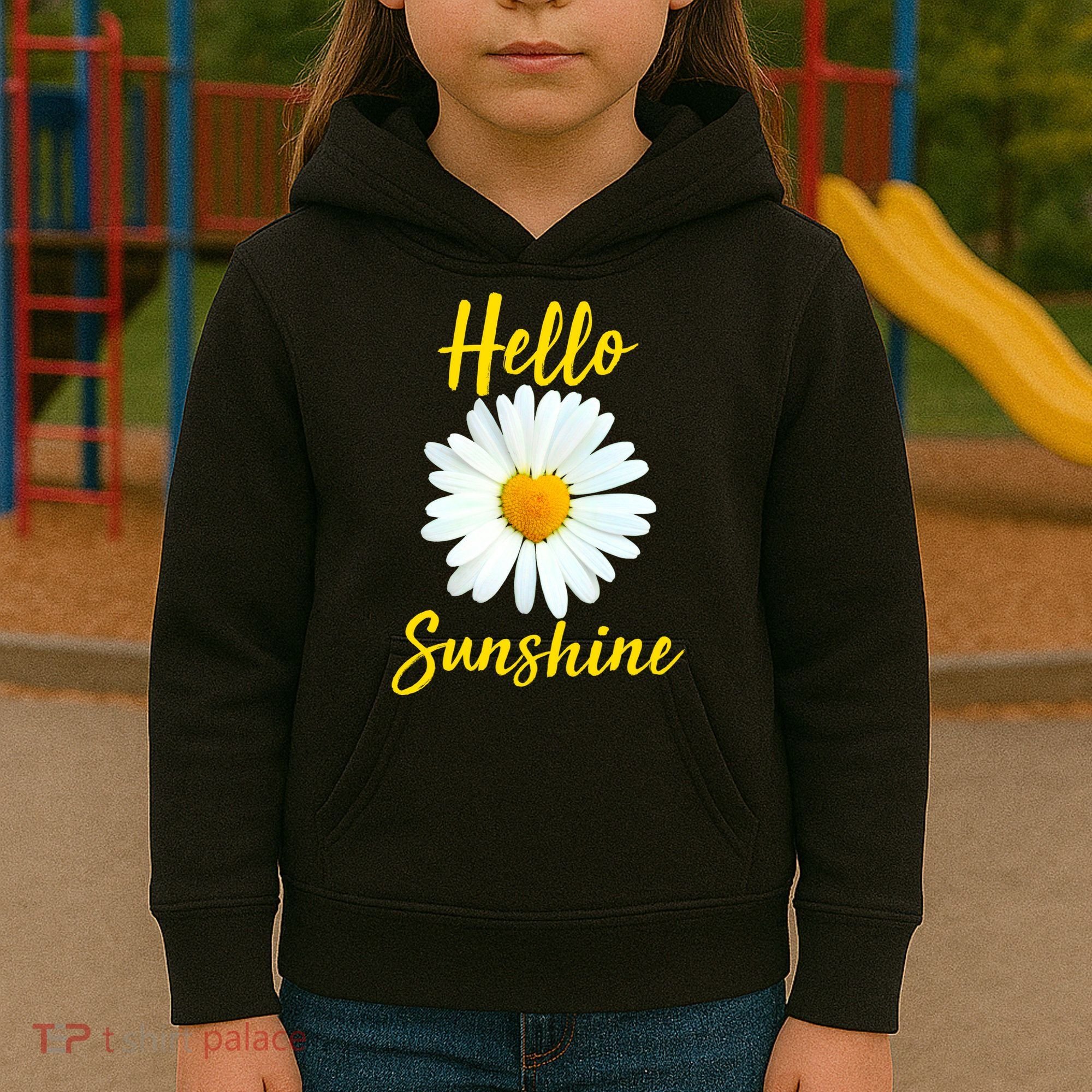 Cute Hello Sunshine Heart Daisy Flower Kids Hoodie