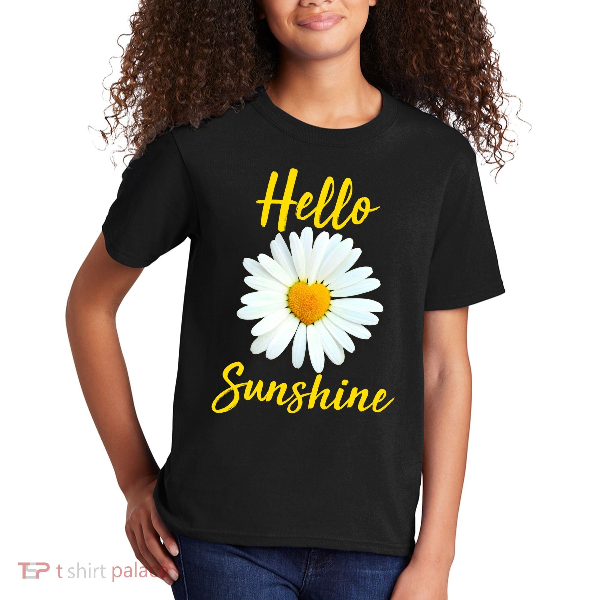 Cute Hello Sunshine Heart Daisy Flower Kids T-Shirt