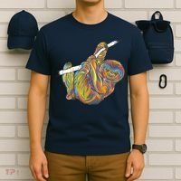 Colorful Hanging Sloth T-Shirt thumb 6