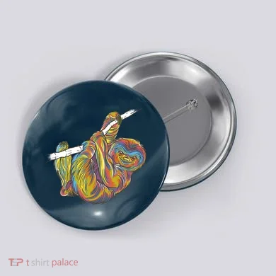 Colorful Hanging Sloth Button
