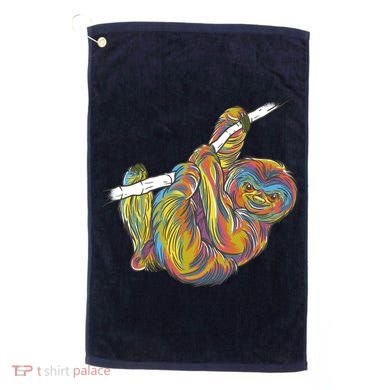Colorful Hanging Sloth Golf Towel