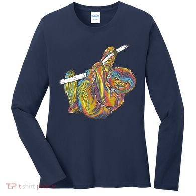 Colorful Hanging Sloth Women's Long Sleeve Shirt