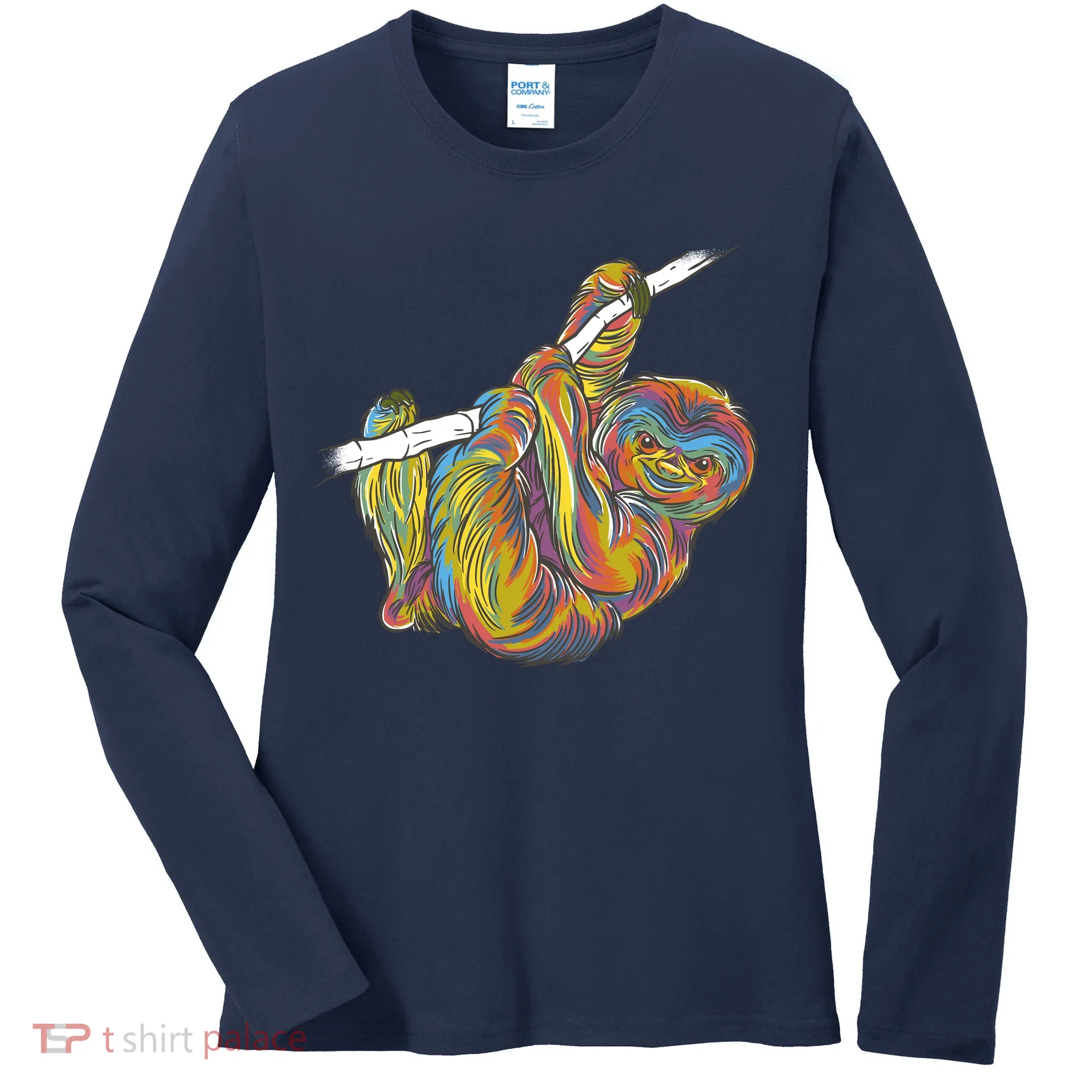 Colorful Hanging Sloth Women's Long Sleeve Shirt