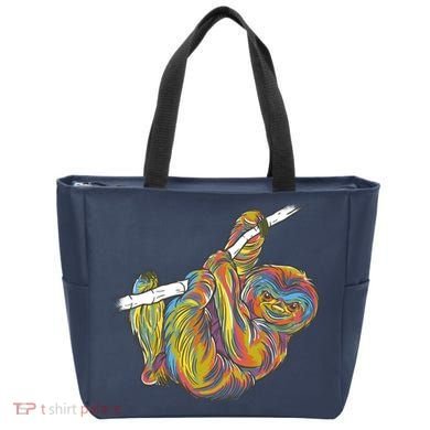 Colorful Hanging Sloth Tote Bag