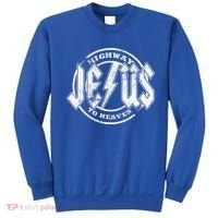 Christian Highway To Heaven Rock N Roll Jesus Sweatshirt thumb 0
