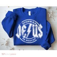 Christian Highway To Heaven Rock N Roll Jesus Sweatshirt thumb 2