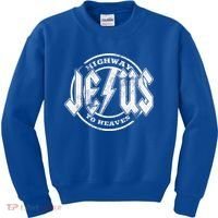 Christian Highway To Heaven Rock N Roll Jesus Kids Sweatshirt thumb 0
