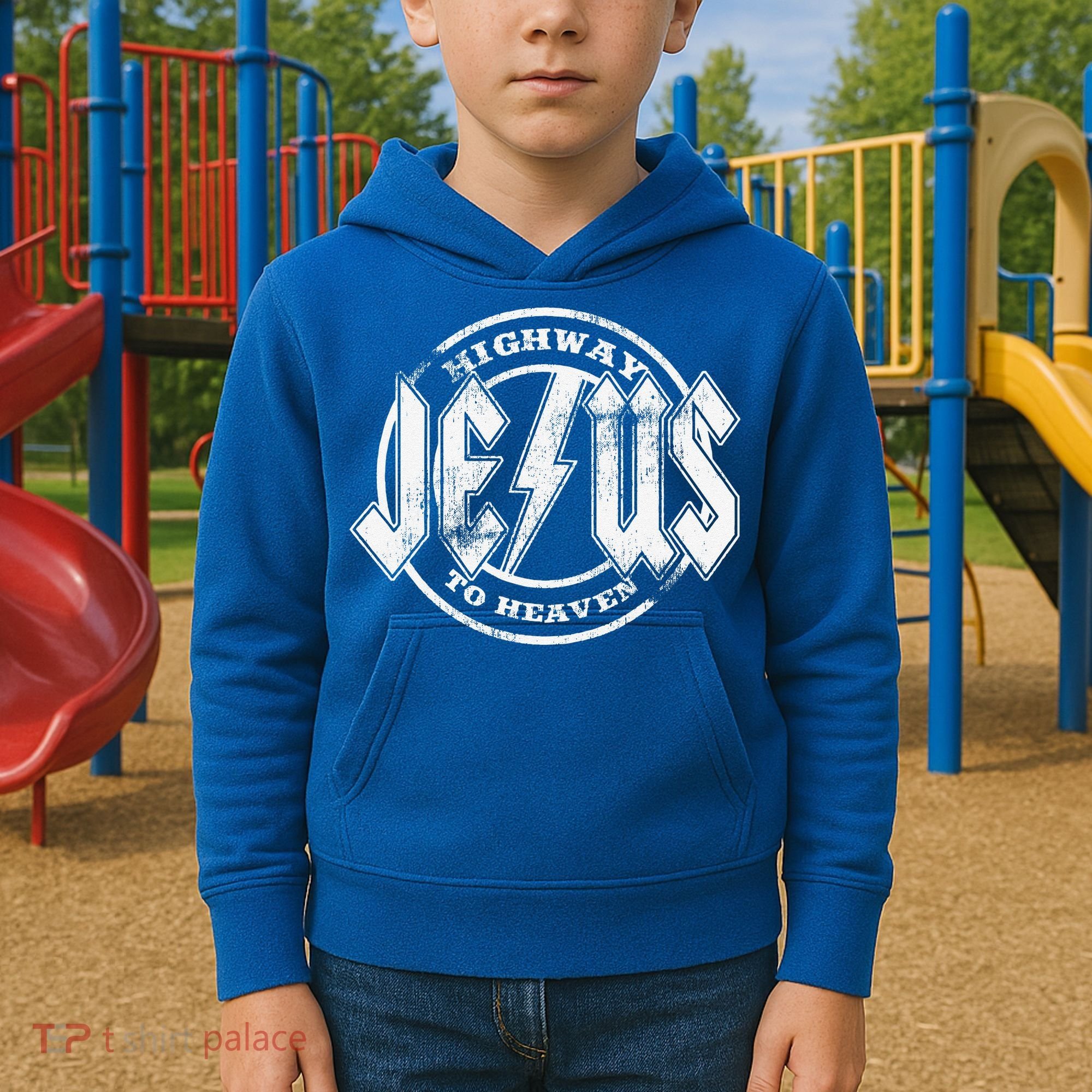 Christian Highway To Heaven Rock N Roll Jesus Kids Hoodie