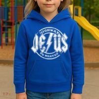 Christian Highway To Heaven Rock N Roll Jesus Kids Hoodie thumb 3