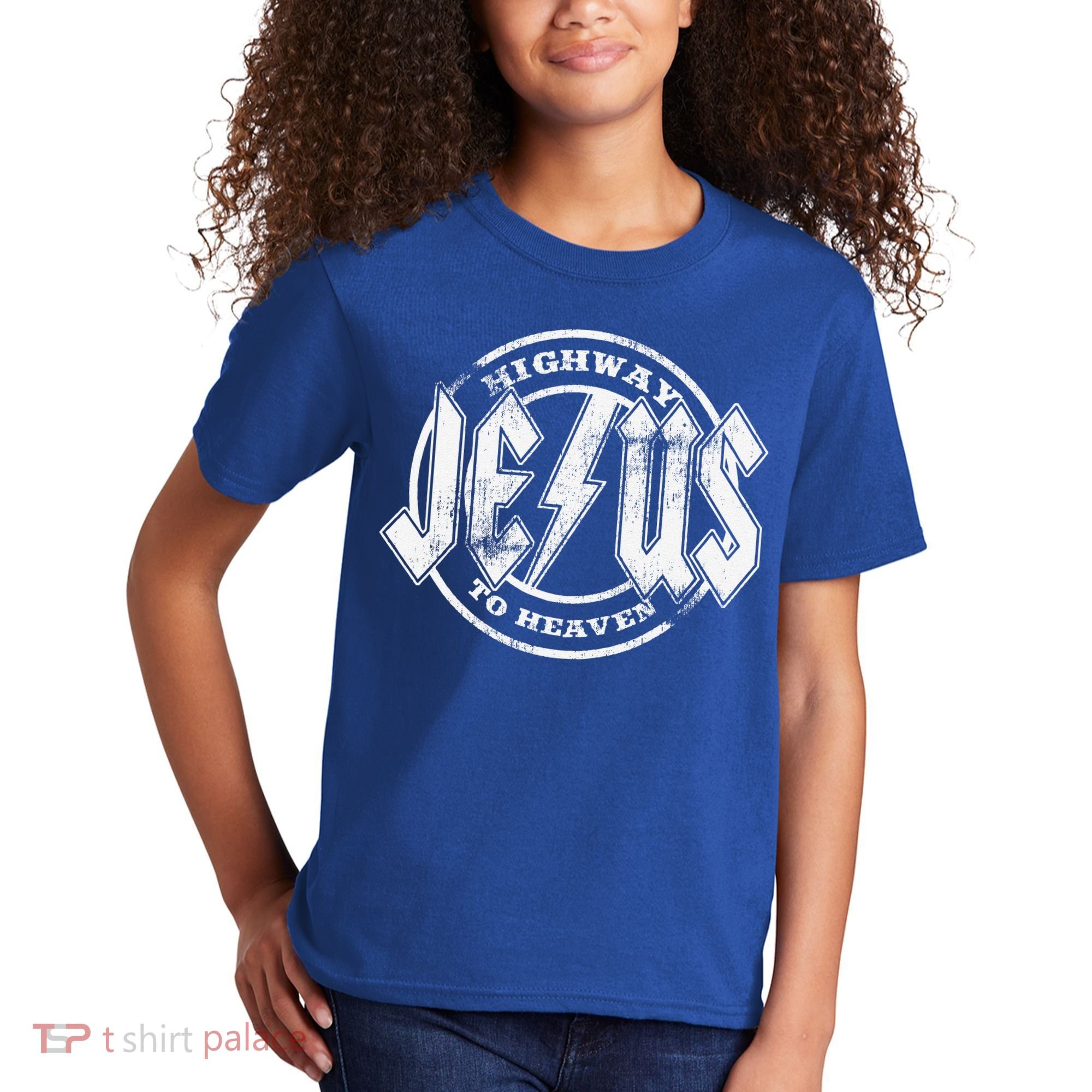 Christian Highway To Heaven Rock N Roll Jesus Kids T-Shirt