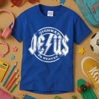 Christian Highway To Heaven Rock N Roll Jesus Kids T-Shirt thumb 3