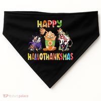 Coffee Halloween Thanksgiving Christmas Happy Hallothanksmas USA-Made Doggie Bandana thumb 0