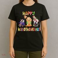 Coffee Halloween Thanksgiving Christmas Happy Hallothanksmas T-Shirt thumb 4