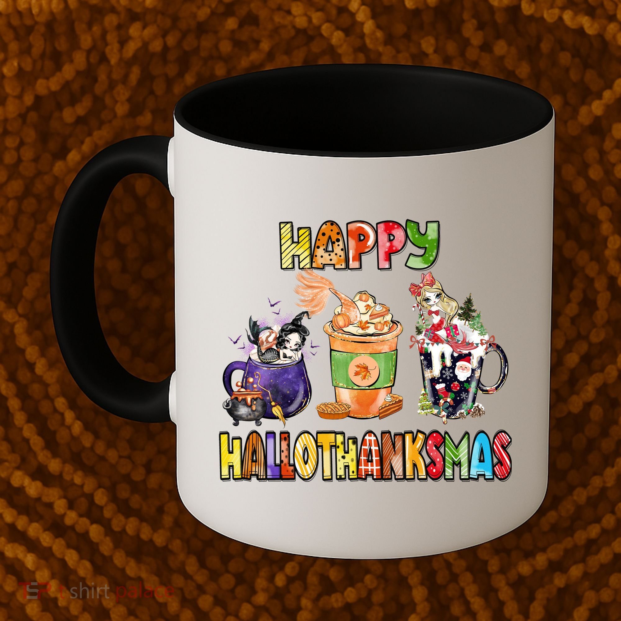 Coffee Halloween Thanksgiving Christmas Happy Hallothanksmas Coffee Mug