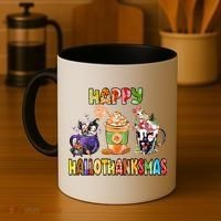 Coffee Halloween Thanksgiving Christmas Happy Hallothanksmas Coffee Mug thumb 4