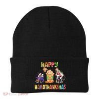 Coffee Halloween Thanksgiving Christmas Happy Hallothanksmas Beanie thumb 0