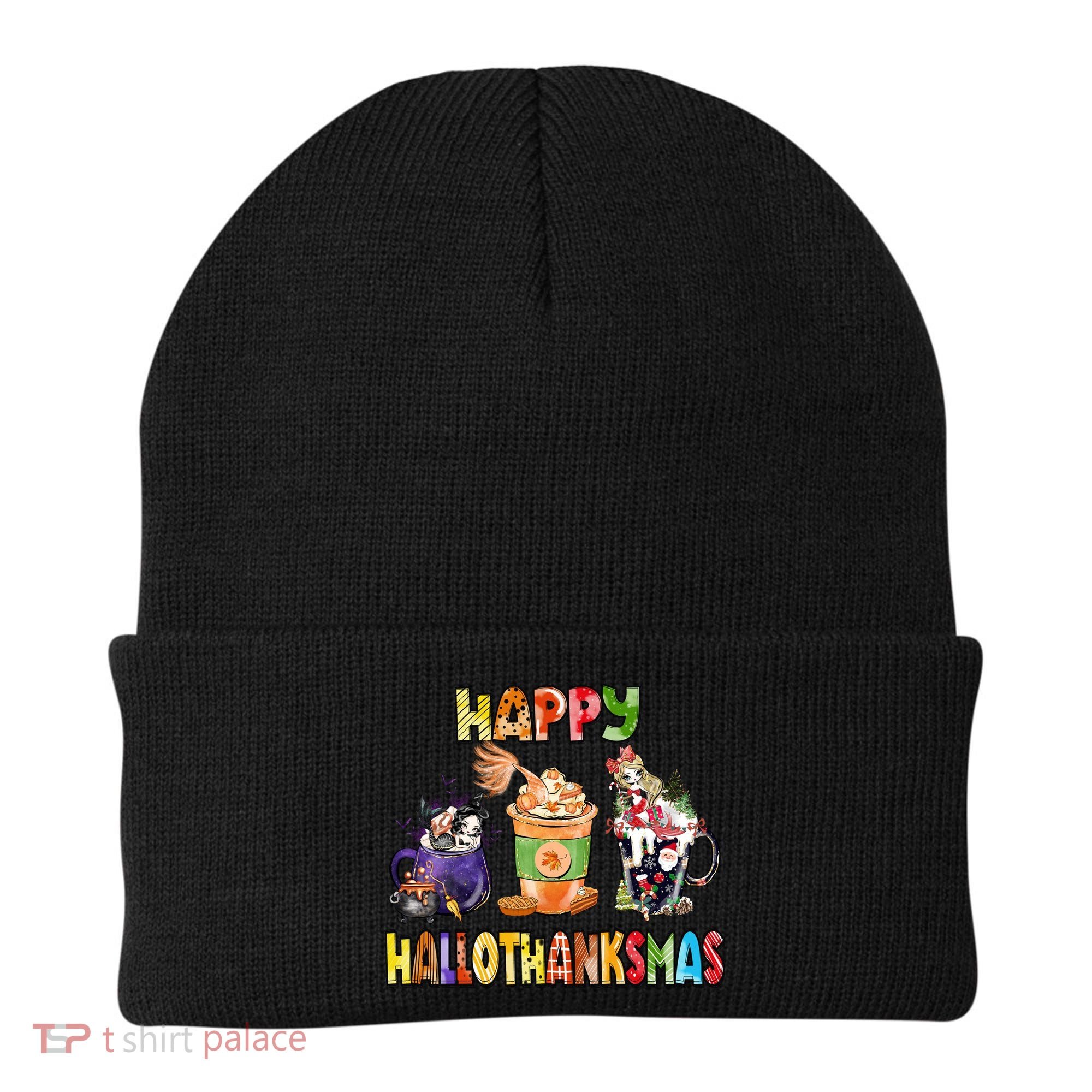 Coffee Halloween Thanksgiving Christmas Happy Hallothanksmas Beanie
