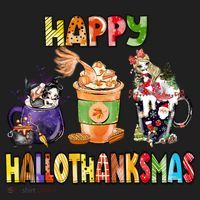 Coffee Halloween Thanksgiving Christmas Happy Hallothanksmas Beanie thumb 2
