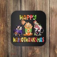 Coffee Halloween Thanksgiving Christmas Happy Hallothanksmas Coaster thumb 0