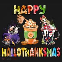Coffee Halloween Thanksgiving Christmas Happy Hallothanksmas Women's Hoodie thumb 2