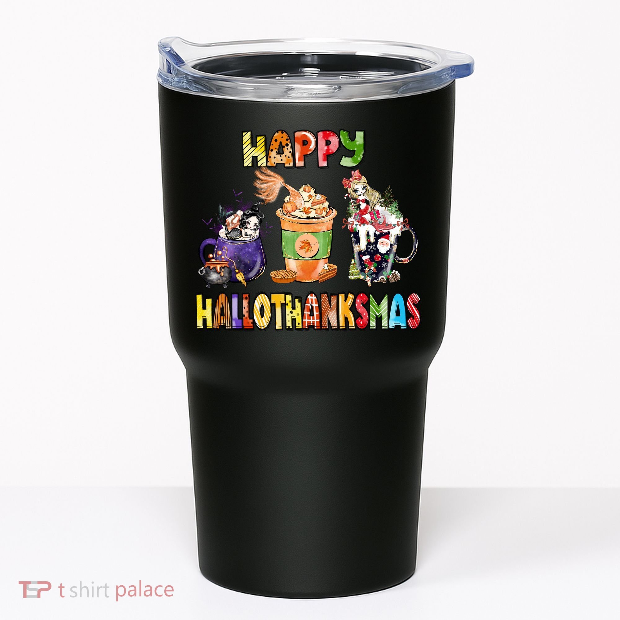 Coffee Halloween Thanksgiving Christmas Happy Hallothanksmas Tumbler