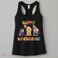 Coffee Halloween Thanksgiving Christmas Happy Hallothanksmas Women's Tank Top thumb 3