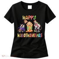Coffee Halloween Thanksgiving Christmas Happy Hallothanksmas Women's T-Shirt thumb 0