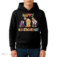 Coffee Halloween Thanksgiving Christmas Happy Hallothanksmas Kids Hoodie thumb 4
