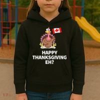 Canadian Happy Thanksgiving EH? Funny Turkey Dinner Kids Hoodie thumb 3