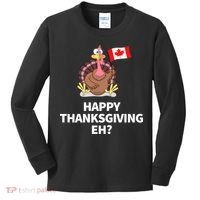 Canadian Happy Thanksgiving EH? Funny Turkey Dinner Kids Long Sleeve Shirt thumb 0