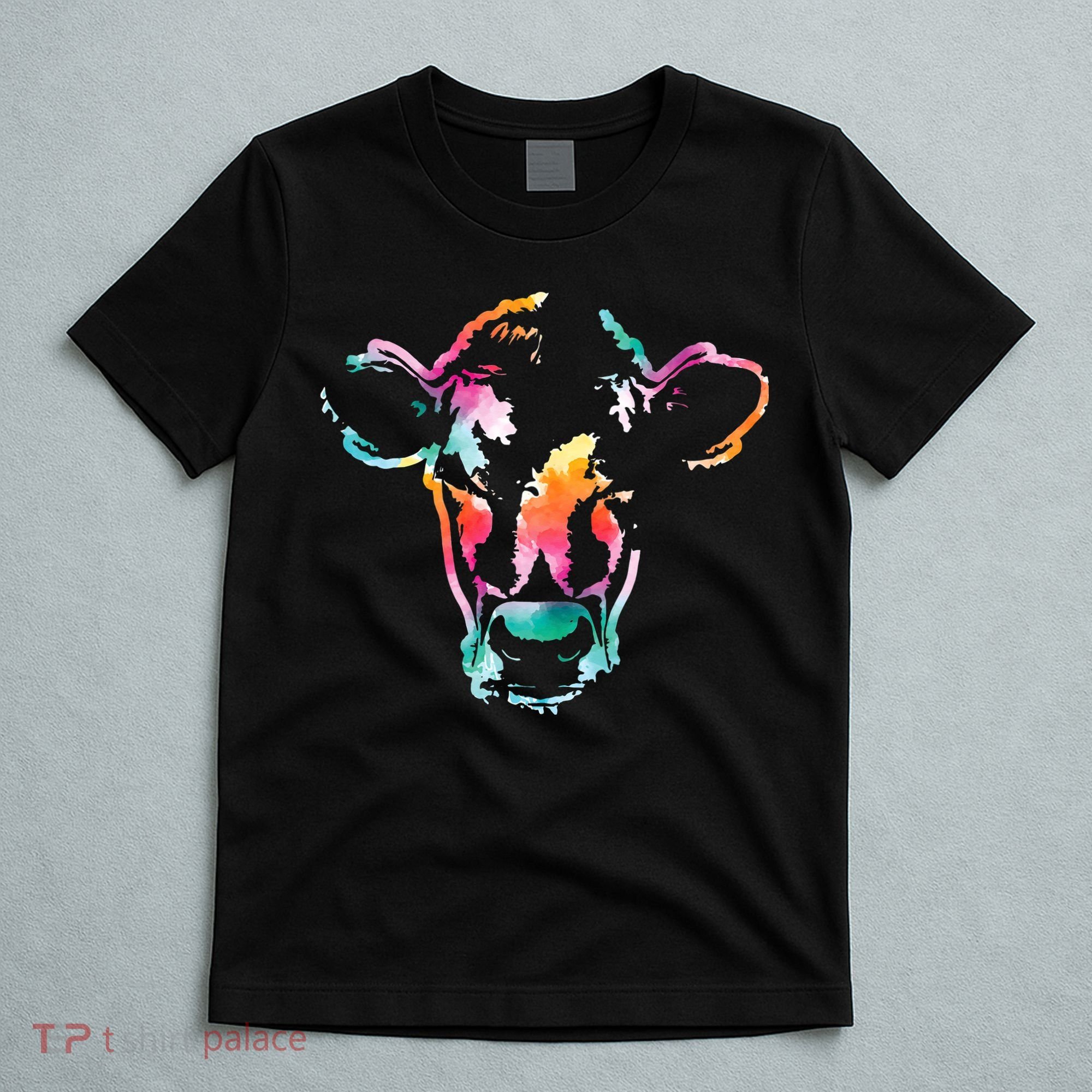 Cow Head Watercolor Art Farm Cow Lover T-Shirt