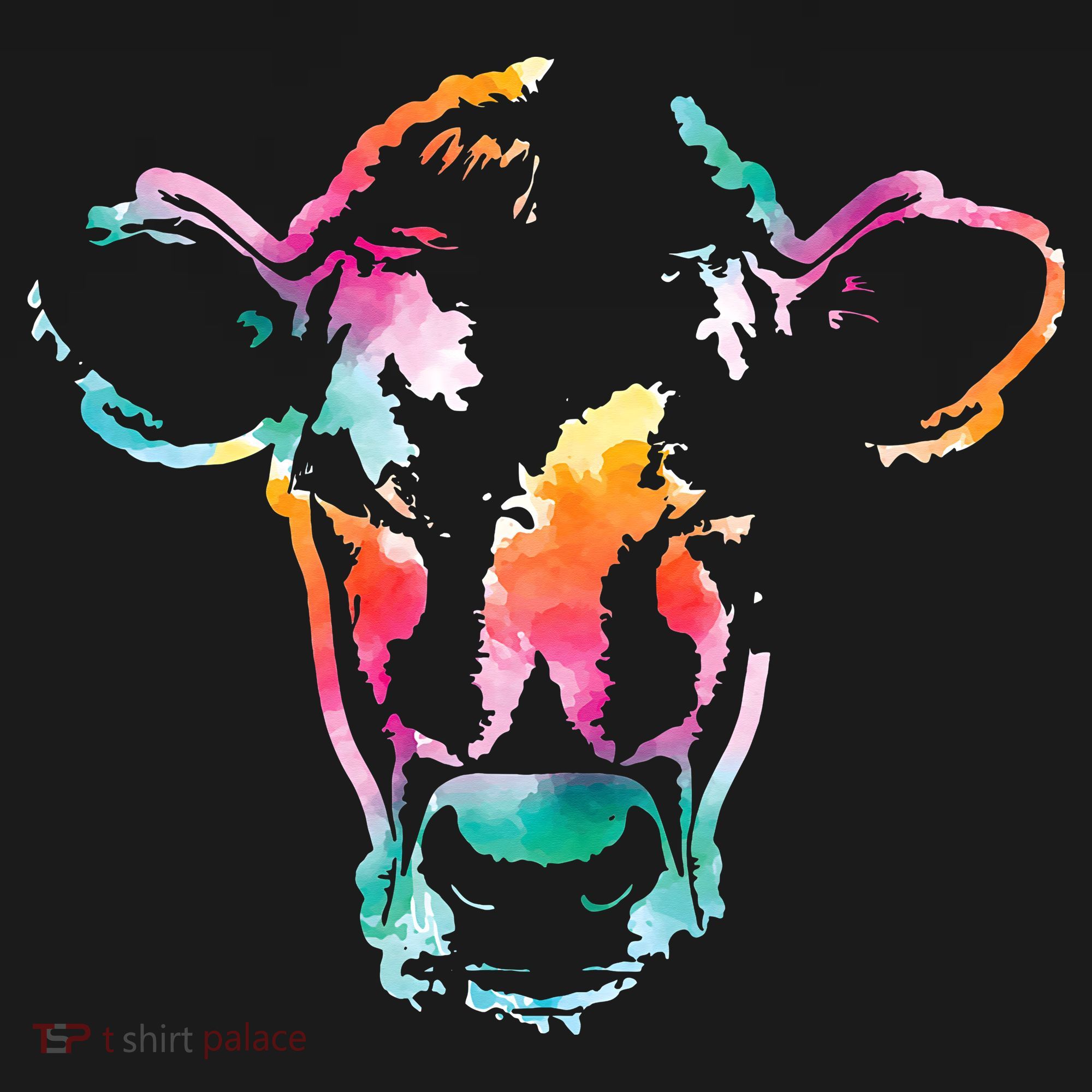 Cow Head Watercolor Art Farm Cow Lover T-Shirt