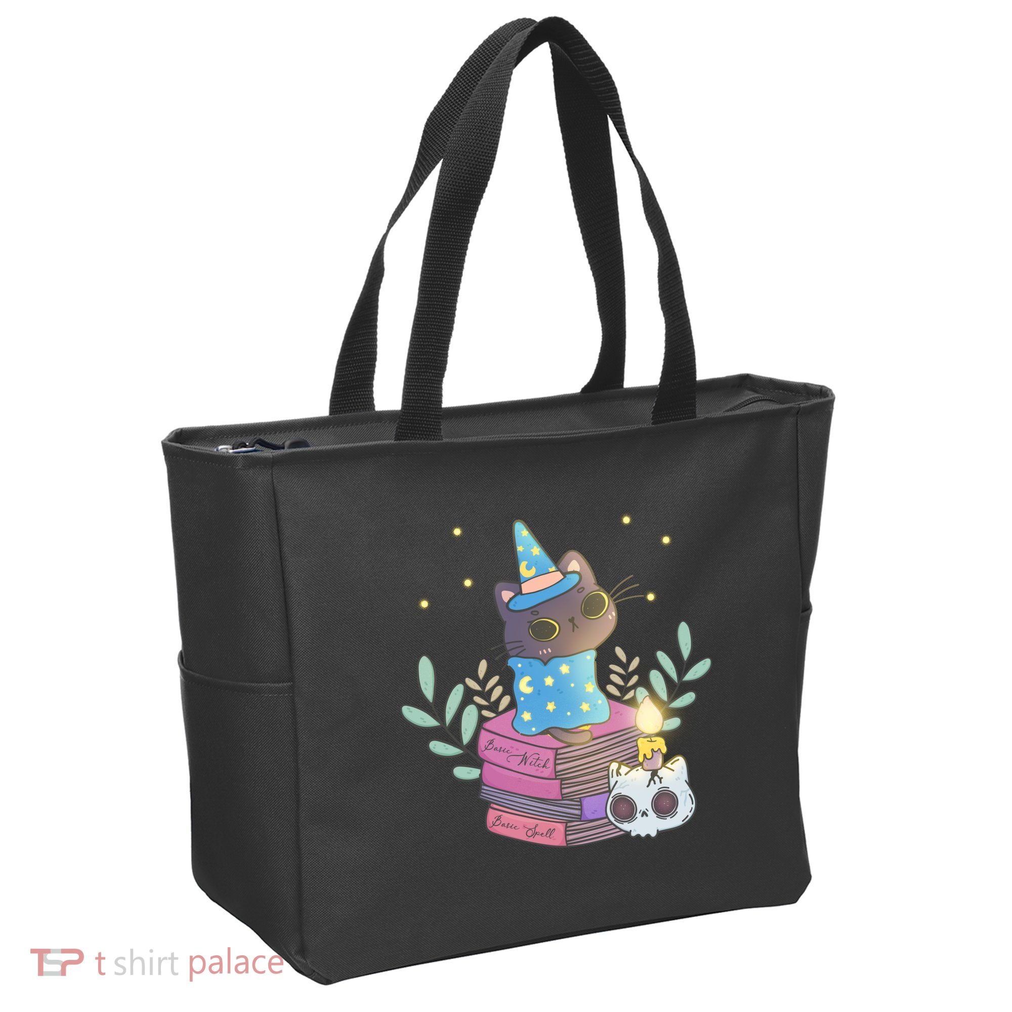 Cute Halloween Witch Cat Tote Bag