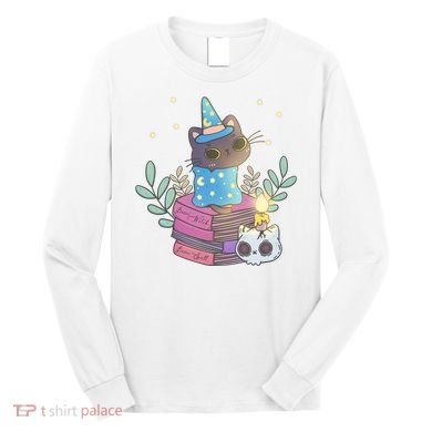 Cute Halloween Witch Cat Long Sleeve Shirt