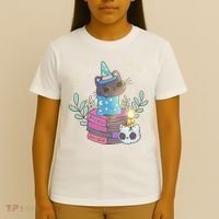 Cute Halloween Witch Cat T-Shirt thumb 4