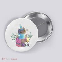 Cute Halloween Witch Cat Button thumb 0