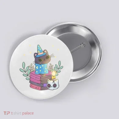 Cute Halloween Witch Cat Button