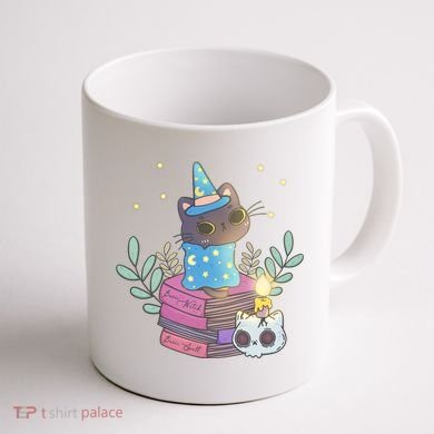Cute Halloween Witch Cat Coffee Mug back