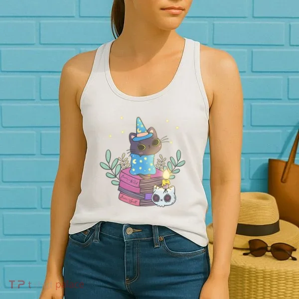 Cute Halloween Witch Cat Women's Tank Top