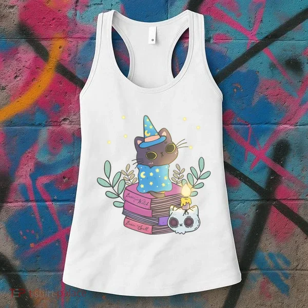 Cute Halloween Witch Cat Women's Tank Top