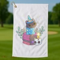 Cute Halloween Witch Cat Golf Towel thumb 1