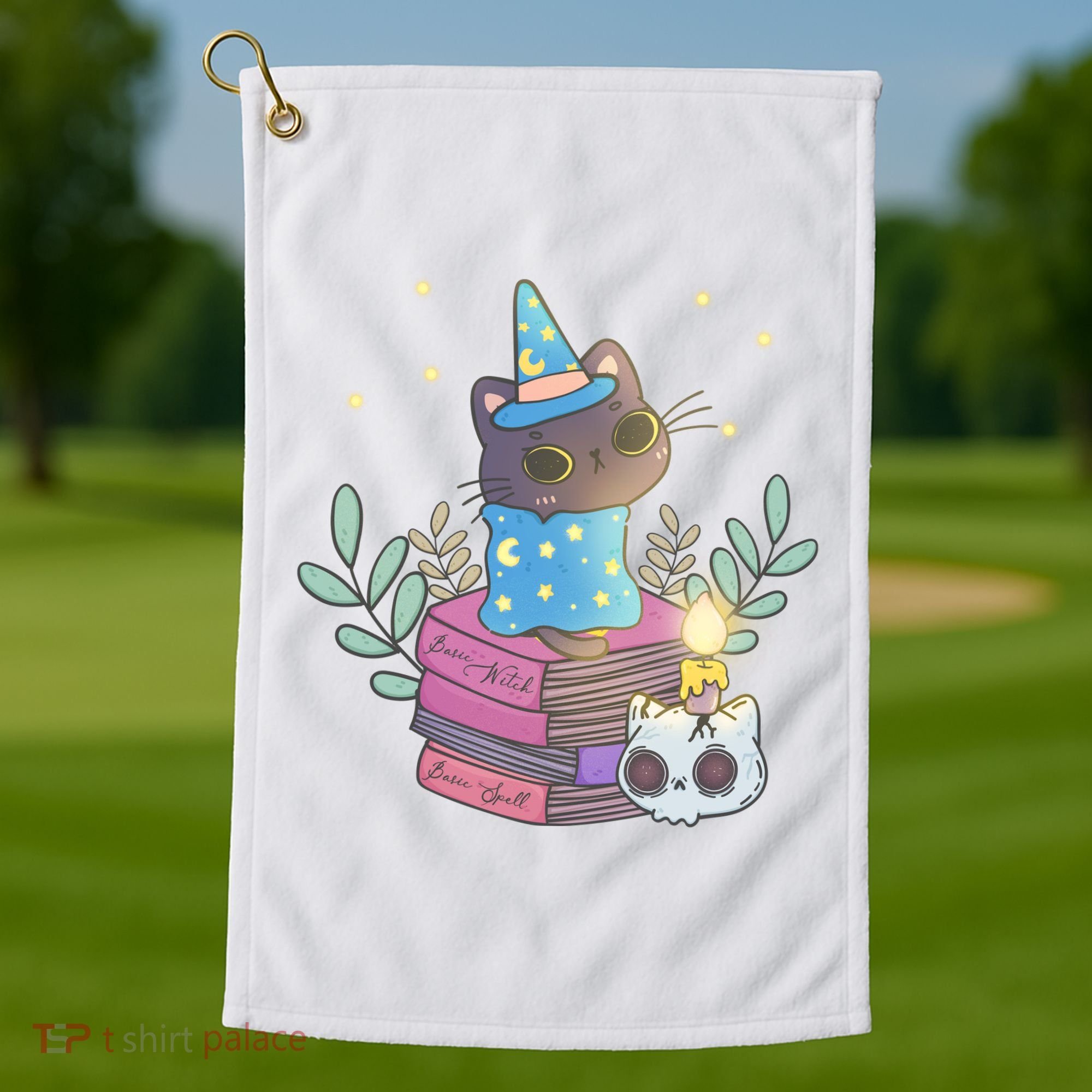 Cute Halloween Witch Cat Golf Towel