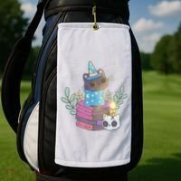 Cute Halloween Witch Cat Golf Towel thumb 2