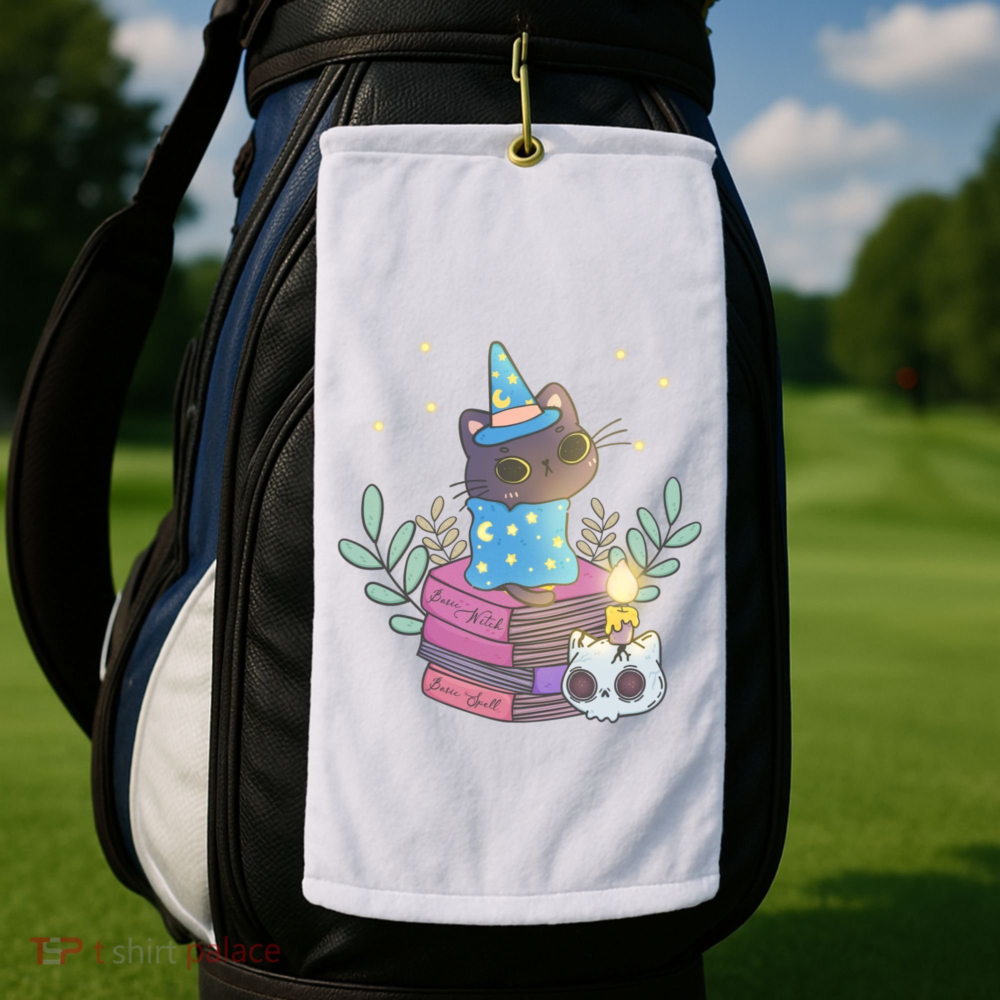 Cute Halloween Witch Cat Golf Towel