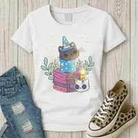Cute Halloween Witch Cat Women's T-Shirt thumb 3